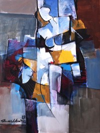 Mashkoor Raza, 18 x 24 Inch, Oil on Canvas, Abstract Painting, AC-MR-158
